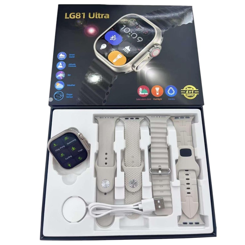 Σετ Smartwatch με 4 λουράκια – LG81 Ultra – 065110 – White
