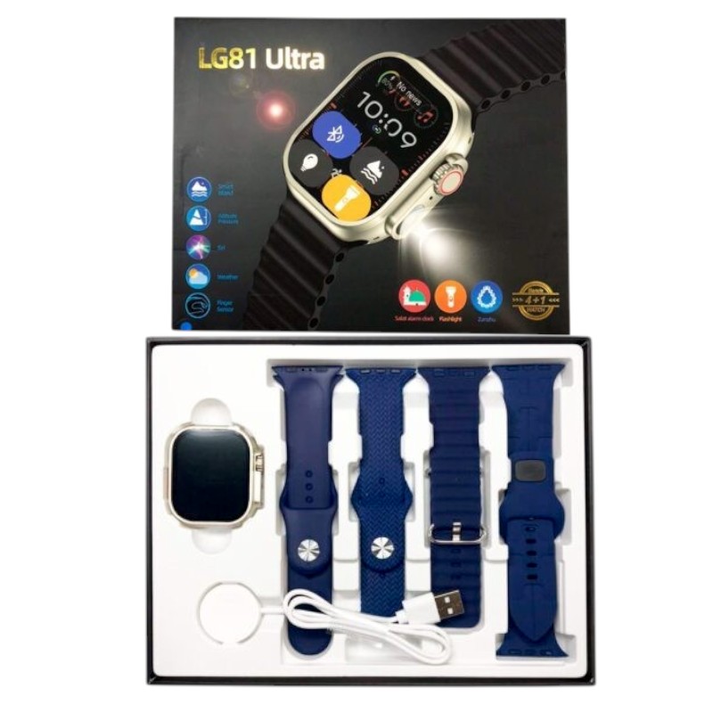 Σετ Smartwatch με 4 λουράκια – LG81 Ultra – 065110 – Blue
