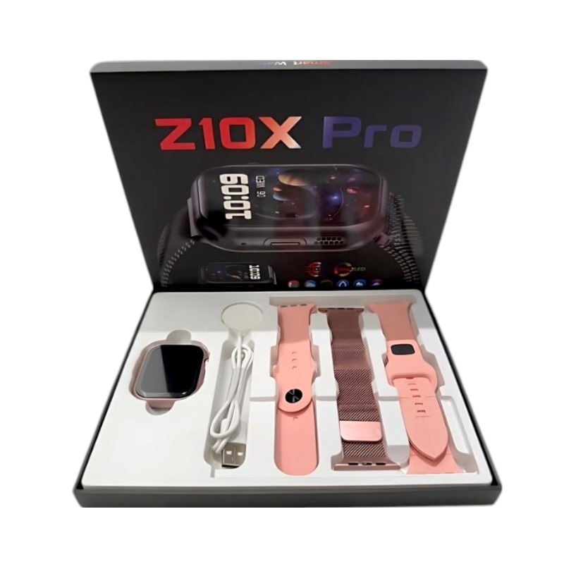 Σετ Smartwatch με 3 λουράκια – Z10X Pro – 065165 – Pink
