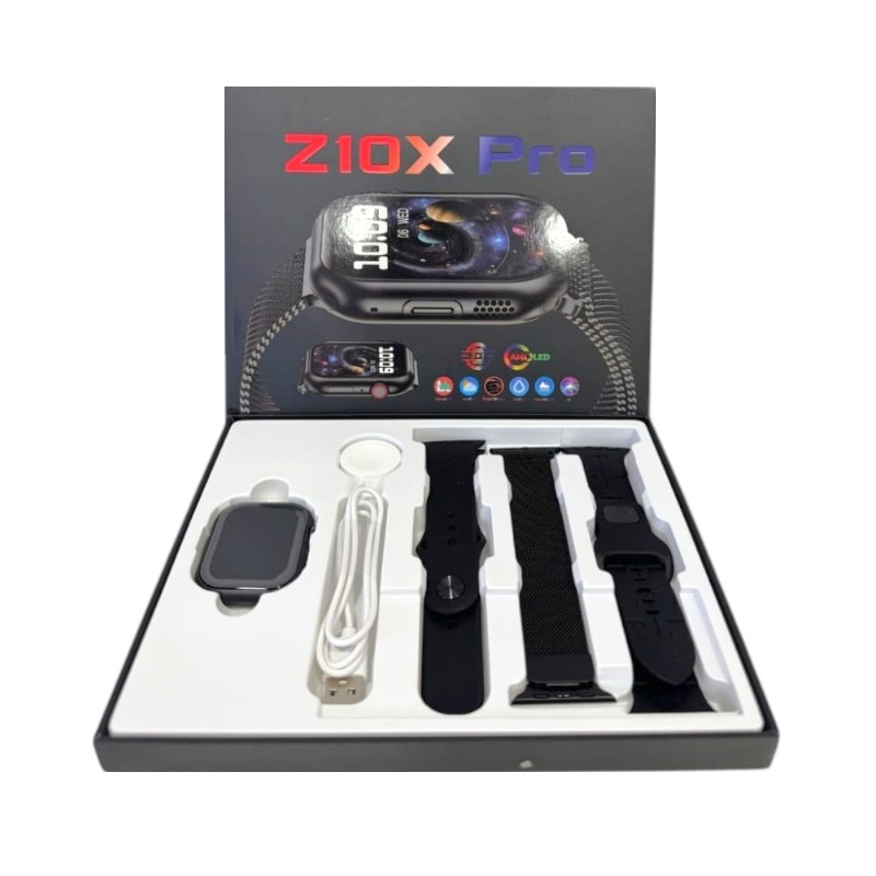 Σετ Smartwatch με 3 λουράκια – Z10X Pro – 065165 – Black