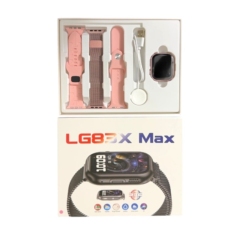 Σετ Smartwatch με 3 λουράκια – LG83X Max – 065196 – Pink