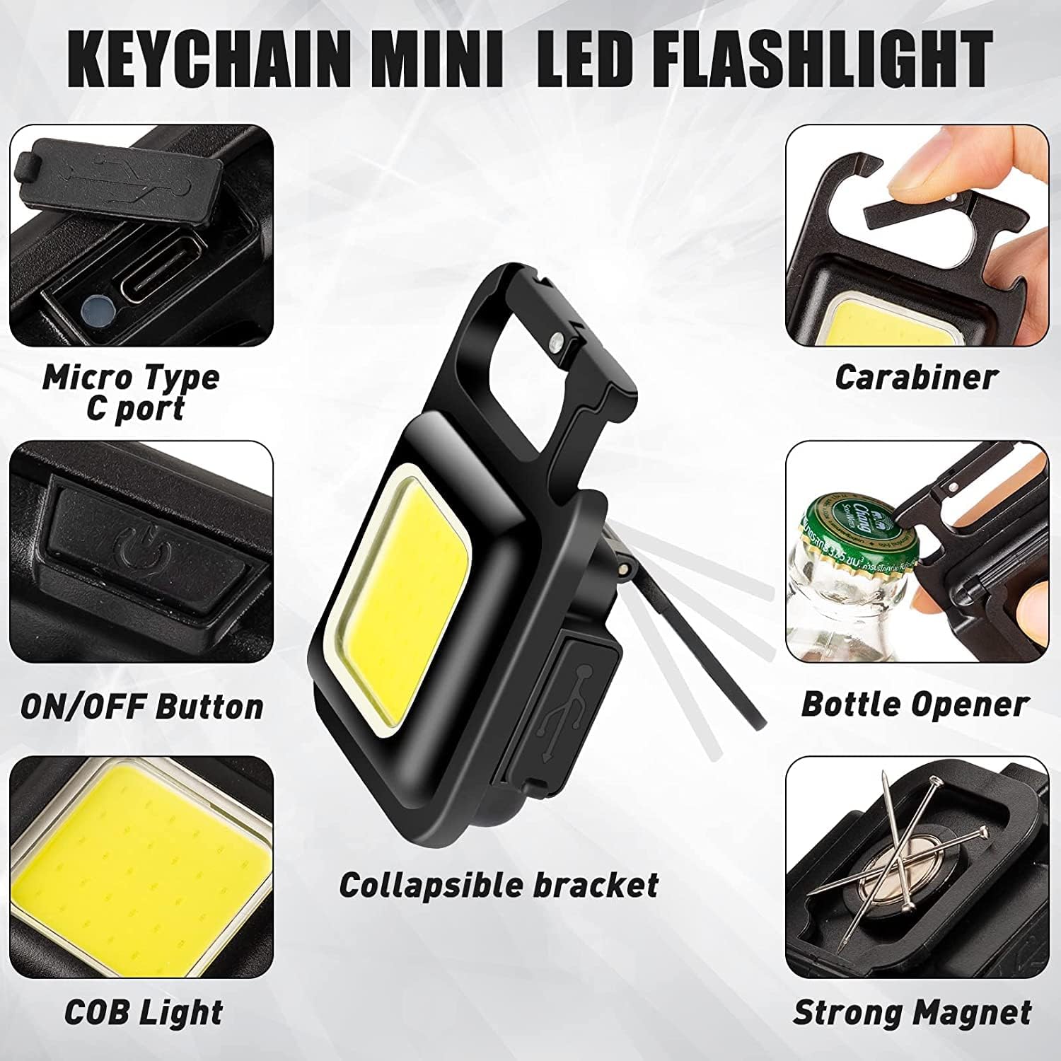Mini επαναφορτιζόμενος φακός LED μπρελόκ – 532 – 175145