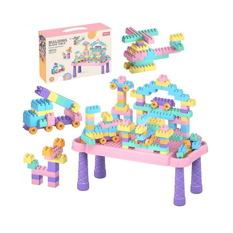 Σετ πάγκος κατασκευών DIY με τουβλάκια – C2721 – 88pcs – 117155