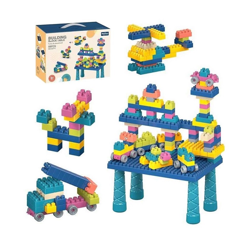 Σετ πάγκος κατασκευών DIY με τουβλάκια – C2711 – 88pcs – 117156