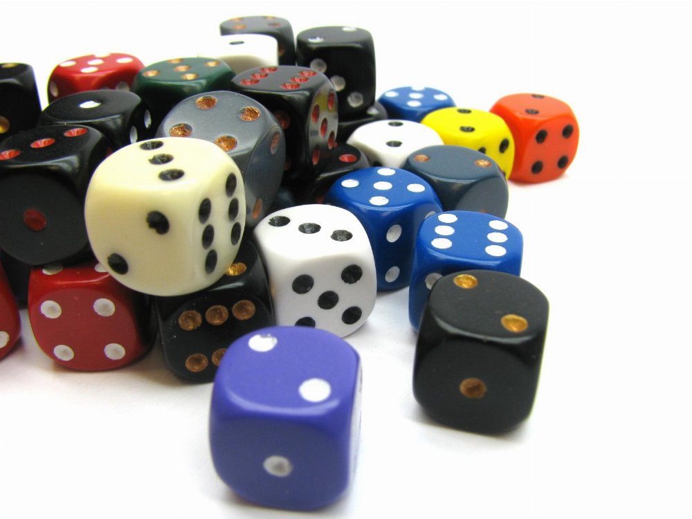 Opaque Loose d6 Die with Pips (16mm)