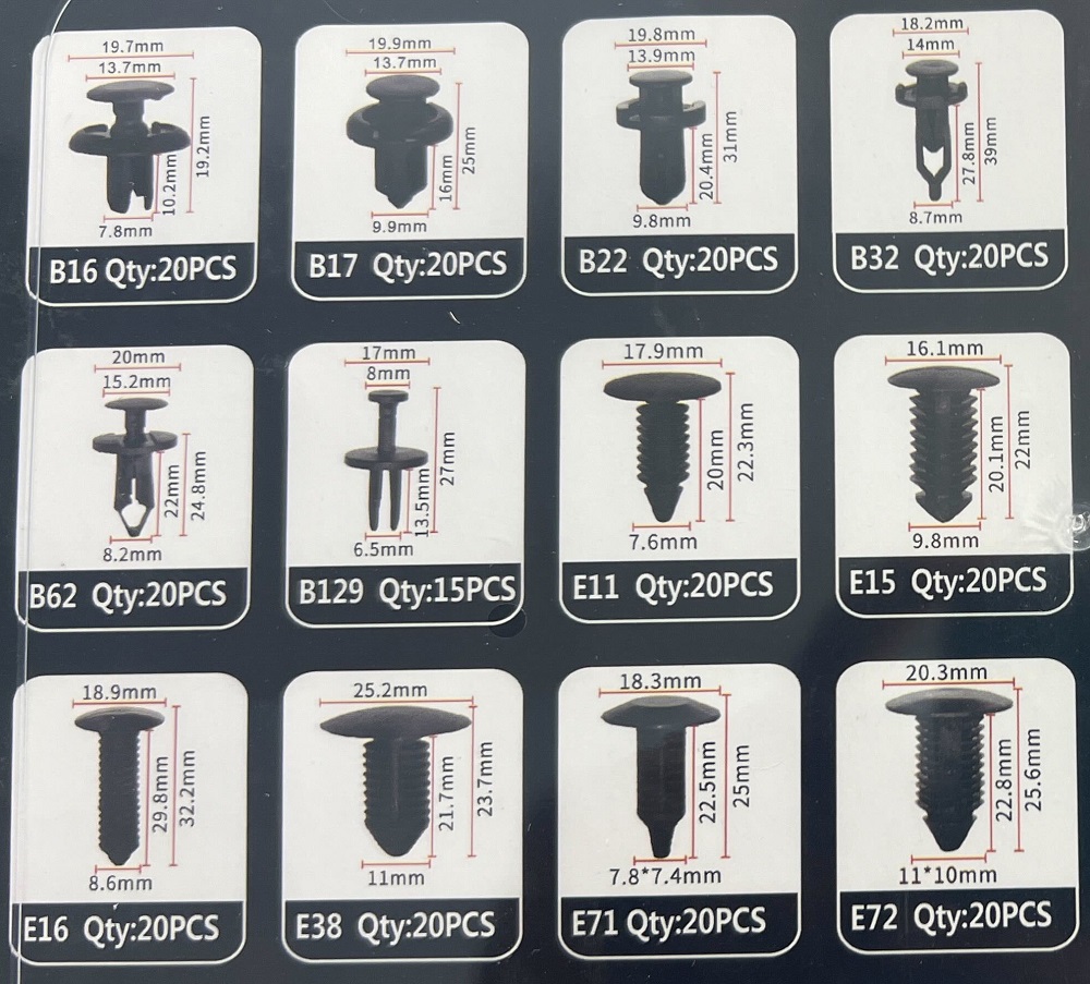 Σετ συνδετήρες αυτοκινήτου 12 τύπων – 240pcs – 180260