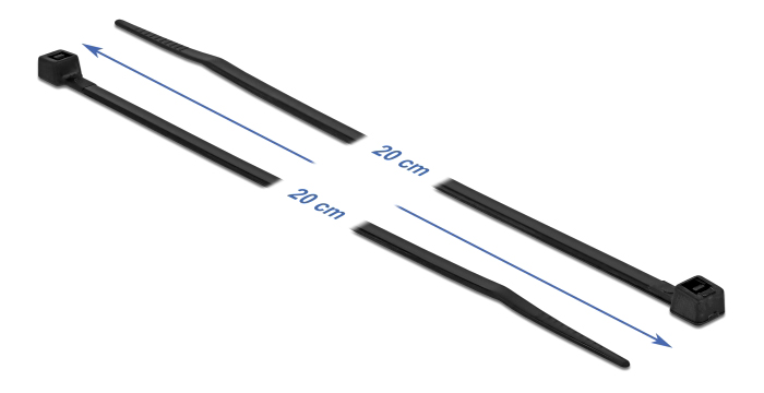 DELOCK Δεματικά καλωδίων 19188, 200×3.6mm, μαύρα, 100τμχ