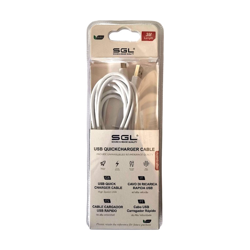 Καλώδιο φόρτισης & data Micro USB – Quick Charge – V8 – 3M – 194752