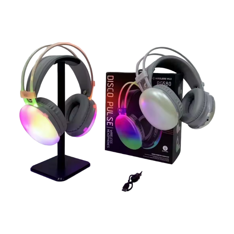 Ασύρματα ακουστικά Bluetooth LED – Headphones – PG580 – RGB – 212058 – White