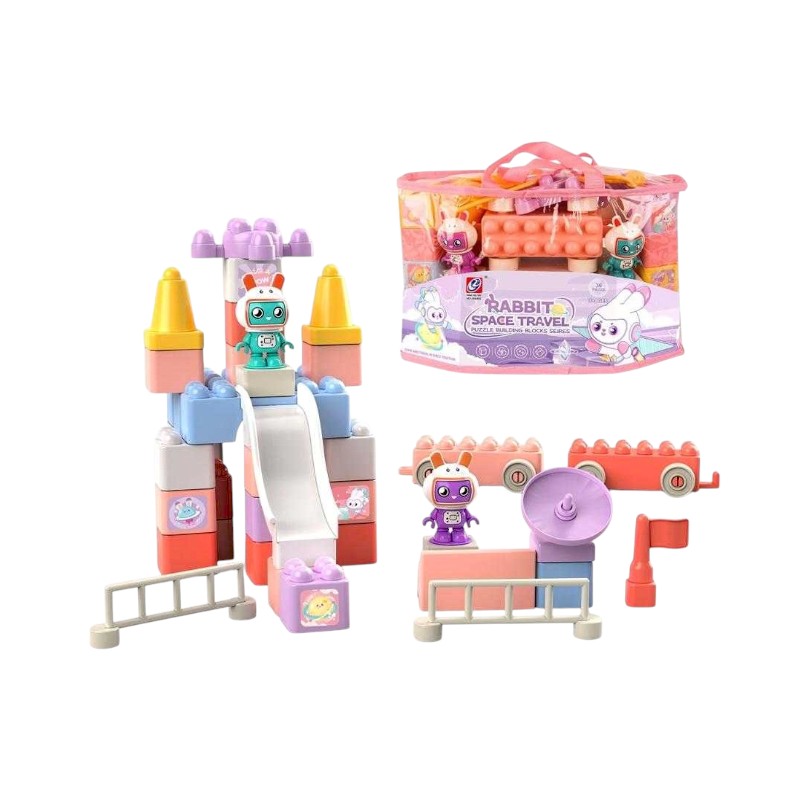 Σετ κατασκευών DIY με τουβλάκια – Rabbit Space Travel – 38pcs – JX6802 – 215465