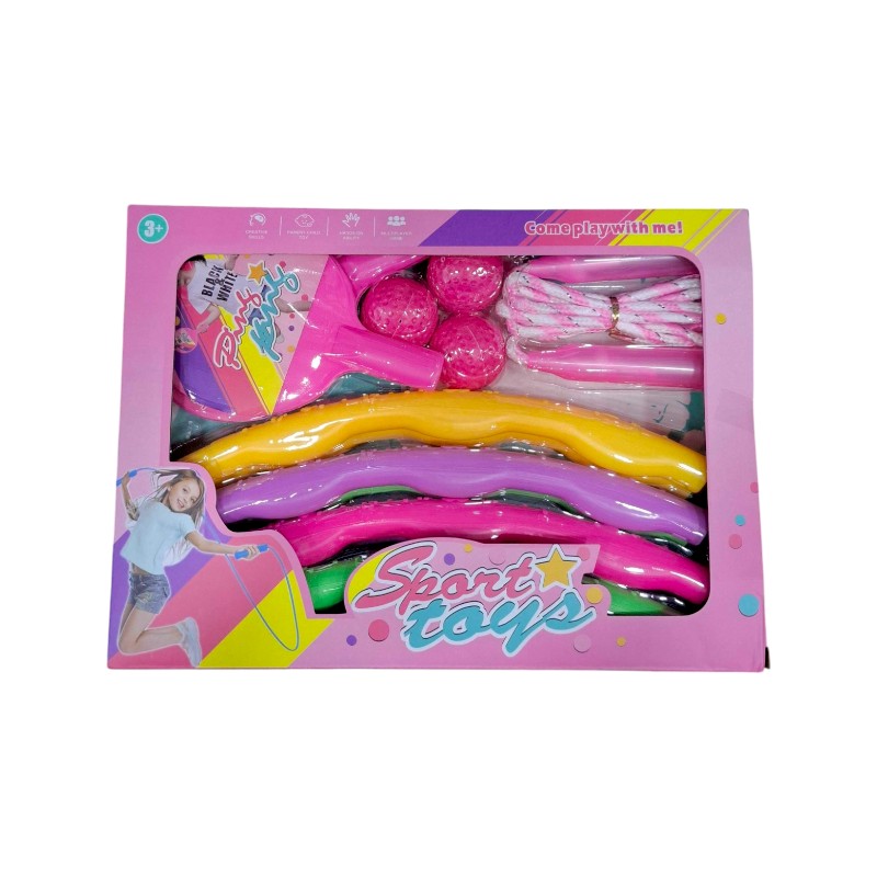 Παιδικό σετ άθλησης – Ping Pong – Σχοινάκι – Hula Hoop – 215579 – Pink