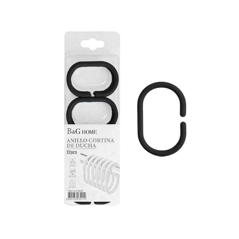 Κρίκοι κουρτίνας μπάνιου – Black – 21803
