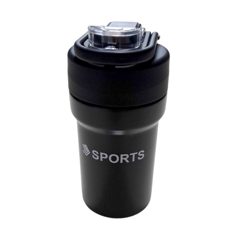 Φορητό παγούρι-θερμός με καλαμάκι – 500ml – 219408 – Black