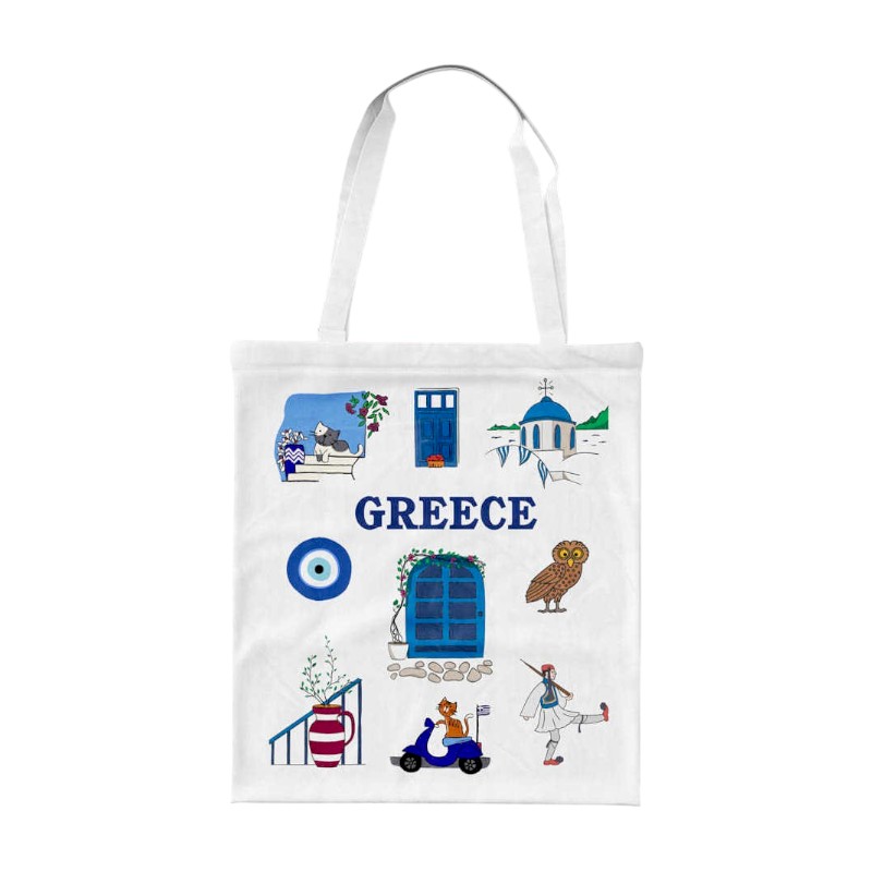 Υφασμάτινη τουριστική τσάντα καμβάς – Greece – 40x35cm – 221011