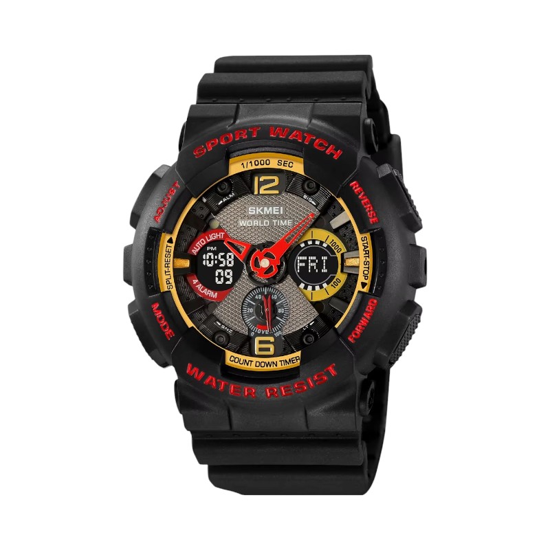 Ψηφιακό/αναλογικό ρολόι χειρός – Skmei – 2118 – Black/Gold/Red