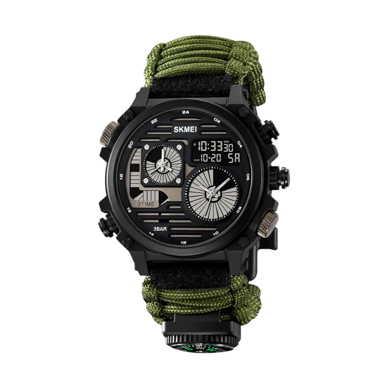 Ψηφιακό/αναλογικό ρολόι χειρός – Skmei – 2202 – Black/Green Rope