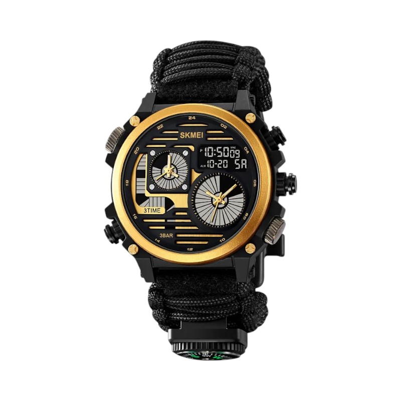 Ψηφιακό/αναλογικό ρολόι χειρός – Skmei – 2202 – Gold/Black Rope
