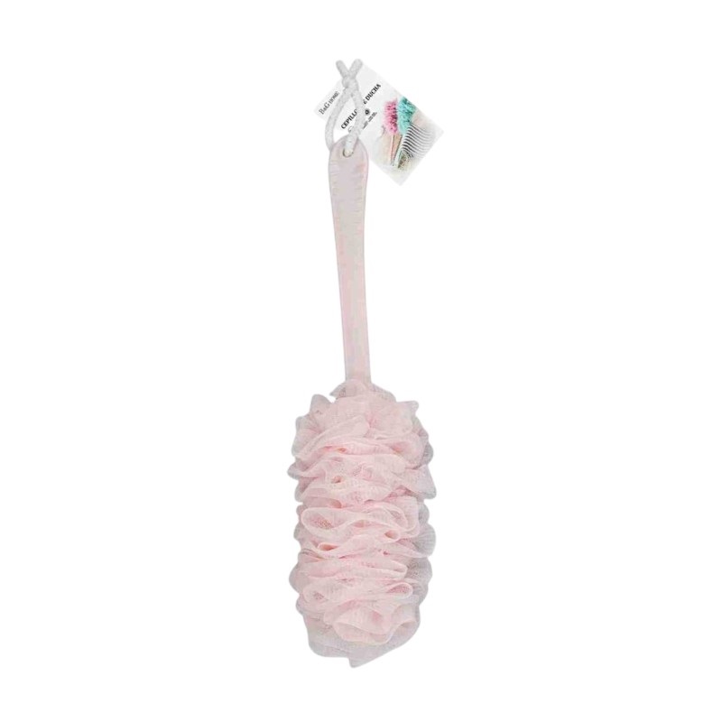 Σφουγγάρι μπάνιου δίχτυ με λαβή – Light Pink – 26186