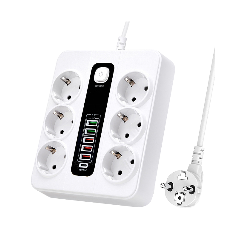 Πολύπριζο 6 θέσεων με διακόπτη & θύρες USB – KOS-27018EU – 270181