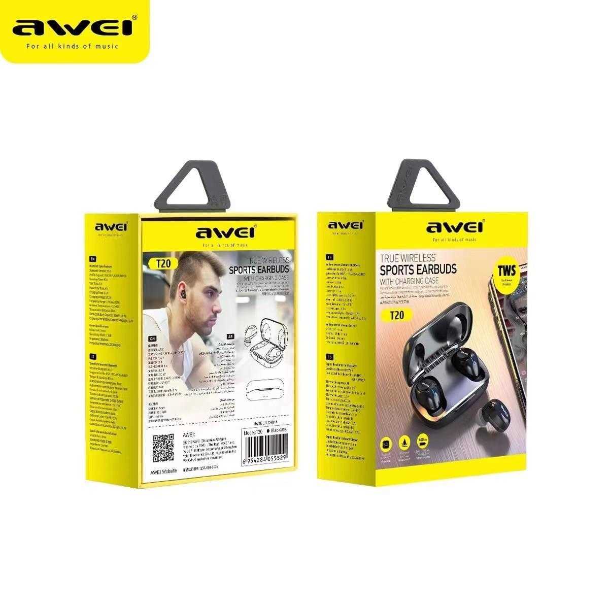 Ασύρματα ακουστικά Bluetooth με θήκη φόρτισης – T20 – AWEI – 055529