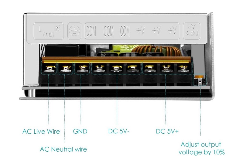 Μετασχηματιστής AC-DC 220V σε 5V – 40A – 200W – 605402