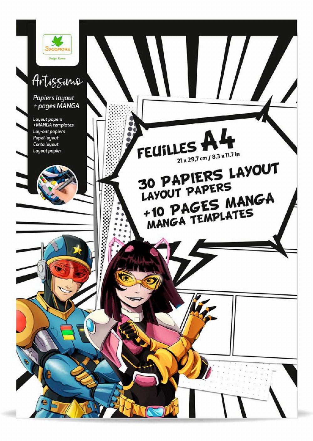 Sycomore Artissimo: Φύλλα Ζωγραφικής Α4 (30 Layout + 10 Manga Templates)