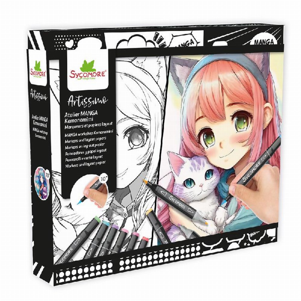 Sycomore Artissimo: Manga Kemonomimi Set (10 Μαρκαδόροι + 10 Φύλλα Ζωγραφικής)