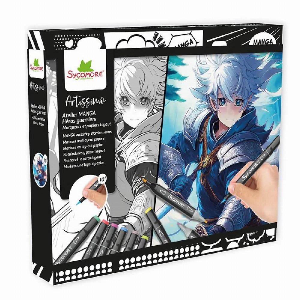 Sycomore Artissimo: Manga Warrior Heroes Set (10 Μαρκαδόροι + 10 Φύλλα Ζωγραφικής)