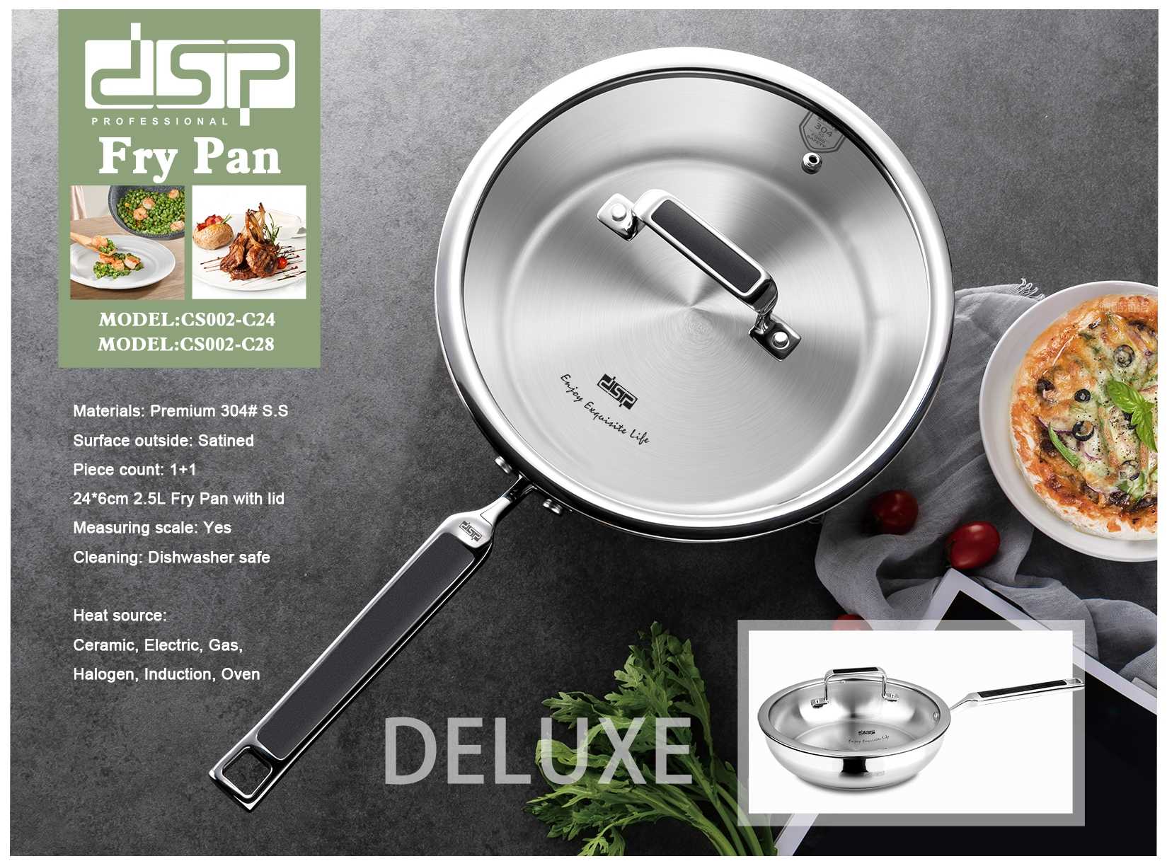 Τηγάνι ανοξείδωτο με καπάκι – 2.5L – CS002-C24 – DSP – 560539