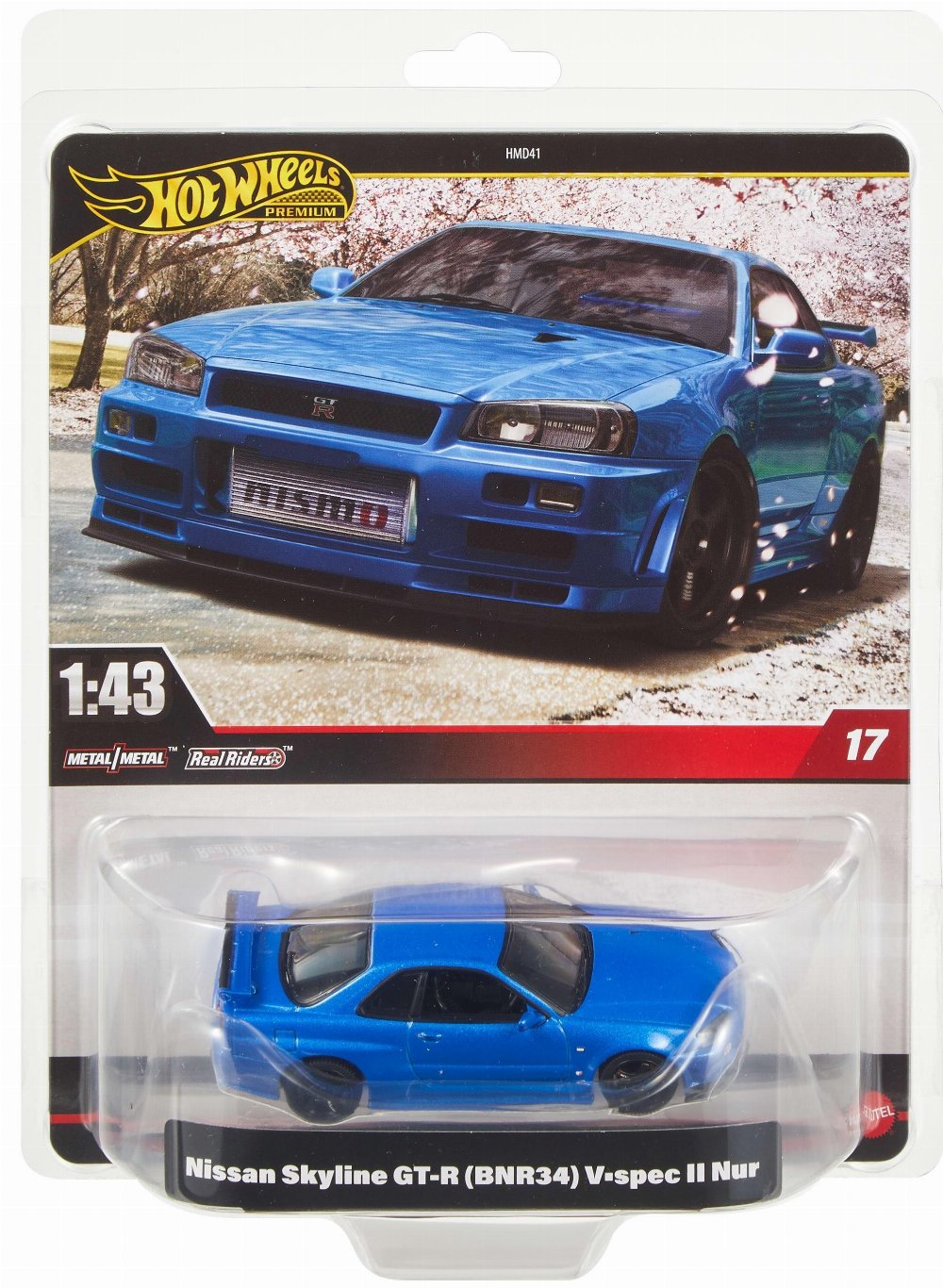 Hot Wheels Premium: Real Riders – Nissan Skyline GT-R (BNR34) V-spec II Nur (HMD41)