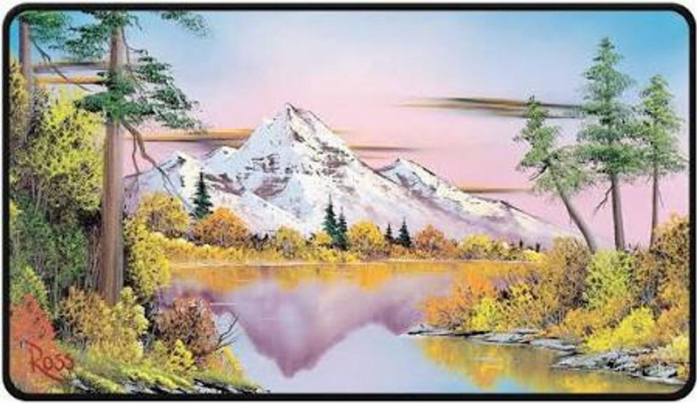 Ultra Pro Black Stitched Playmat – Bob Ross: Mighty Mountain Lake