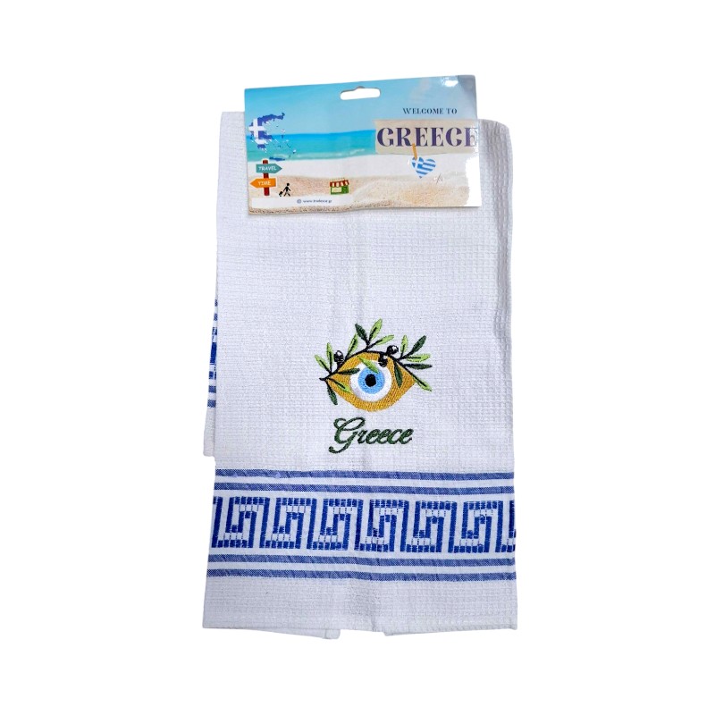Πετσέτα ποτηρόπανο Souvenir με κέντημα – Σετ 12pcs – Greece – 416013
