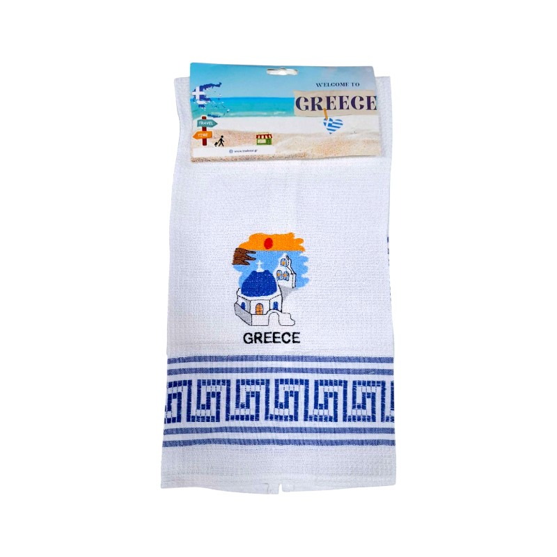 Πετσέτα ποτηρόπανο Souvenir με κέντημα – Σετ 12pcs – Greece – 416037