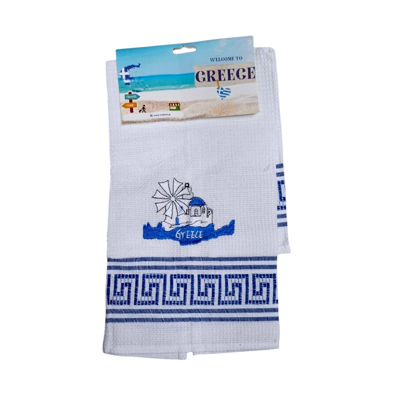 Πετσέτα ποτηρόπανο Souvenir με κέντημα – Σετ 12pcs – Greece – 416051