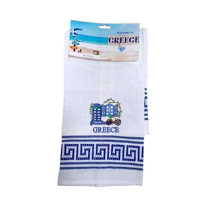 Πετσέτα ποτηρόπανο Souvenir με κέντημα – Σετ 12pcs – Greece – 416136