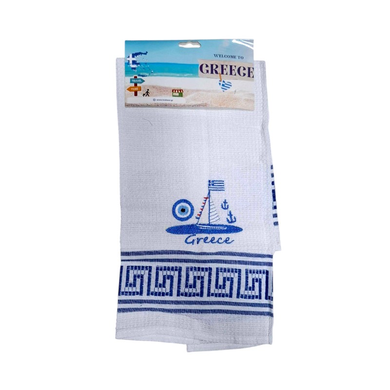 Πετσέτα ποτηρόπανο Souvenir με κέντημα – Σετ 12pcs – Greece – 416150