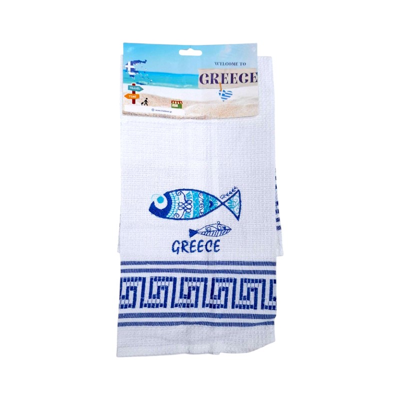 Πετσέτα ποτηρόπανο Souvenir με κέντημα – Σετ 12pcs – Greece – 416167