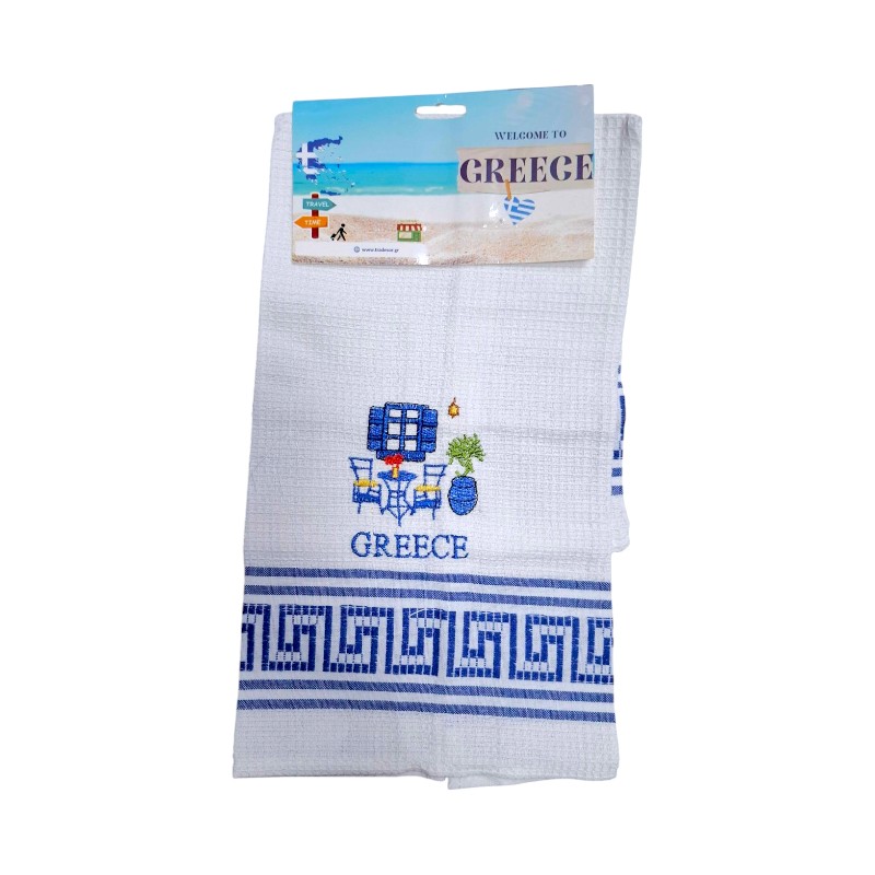 Πετσέτα ποτηρόπανο Souvenir με κέντημα – Σετ 12pcs – Greece – 416242