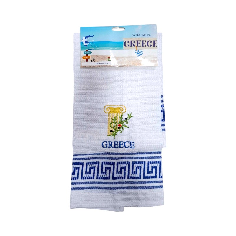 Πετσέτα ποτηρόπανο Souvenir με κέντημα – Σετ 12pcs – Greece – 416259