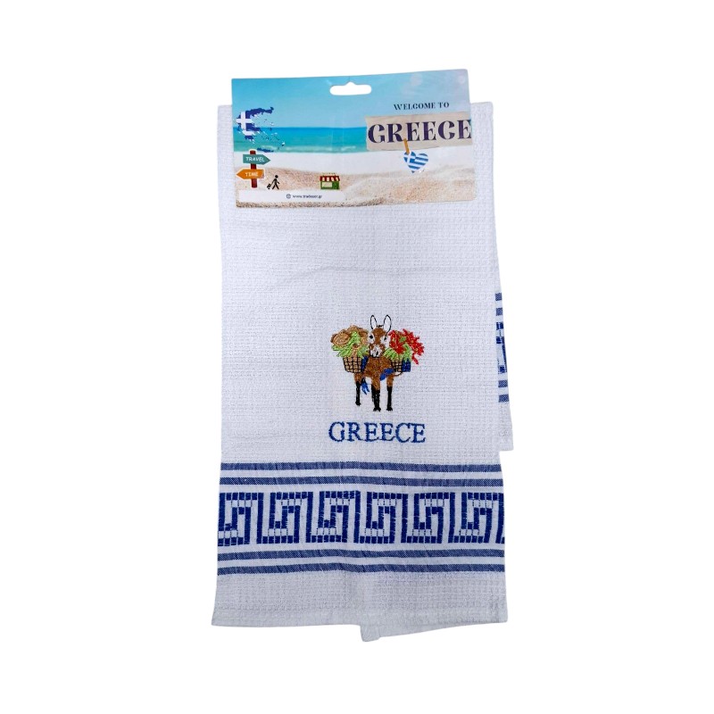 Πετσέτα ποτηρόπανο Souvenir με κέντημα – Σετ 12pcs – Greece – 416266
