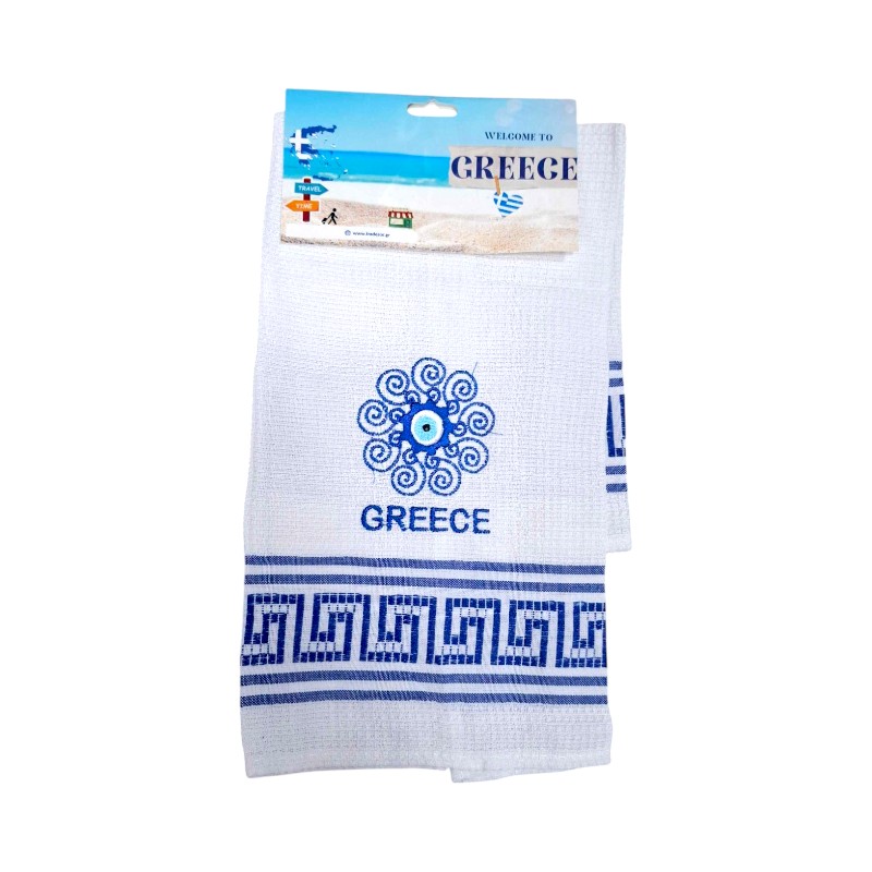 Πετσέτα ποτηρόπανο Souvenir με κέντημα – Σετ 12pcs – Greece – 416280