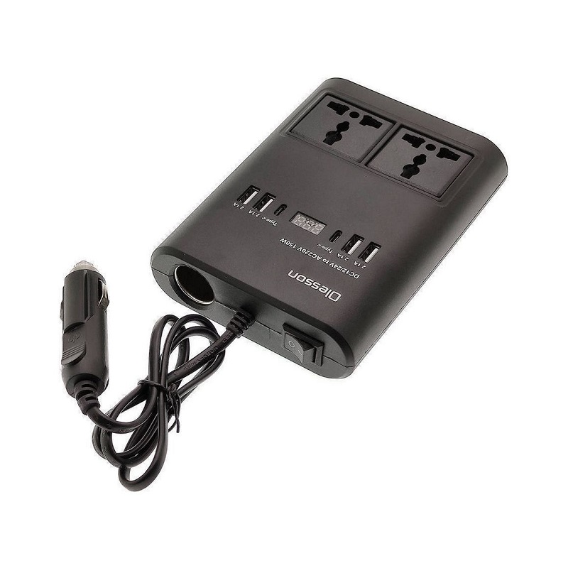 Μετασχηματιστής – Power Inverter αυτοκινήτου – 150W – 12VDC to 220VAC – 4xUSB – CD350562 –  505523