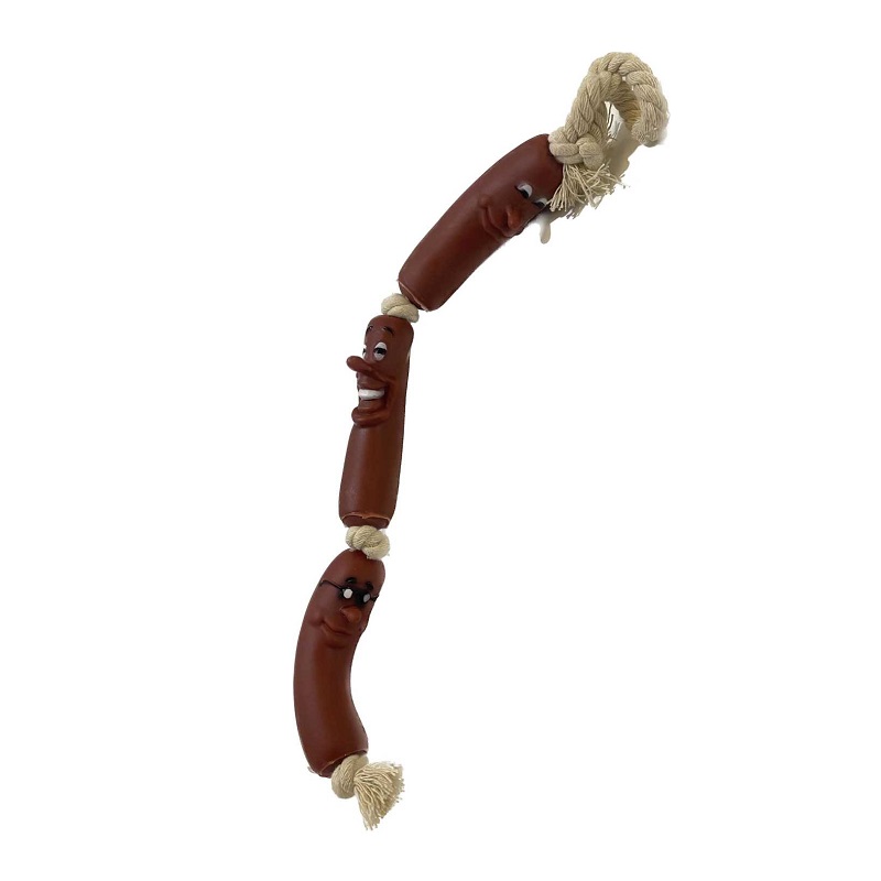 Παιχνίδι σκύλου Latex λουκάνικα με σχοινί – 55×3.5cm – 550376
