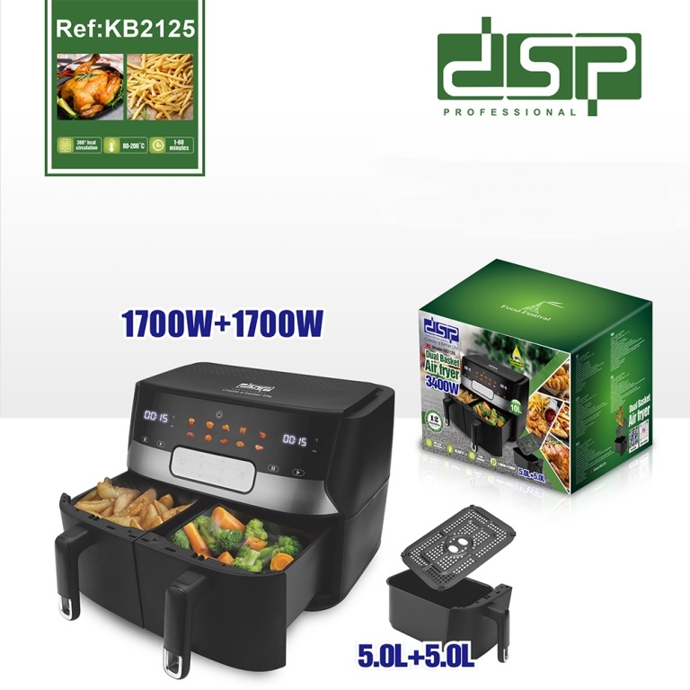 Φριτέζα αέρος 2 θέσεων – Air fryer – 10L – KB2125 – DSP – 613514