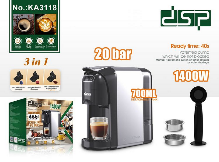 Μηχανή Espresso για κάψουλες – KA3118 – DSP – 616638