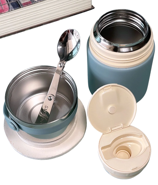 Φορητό παγούρι-θερμός με κουτάλι – ZF022 – 600ml – 640222 – White
