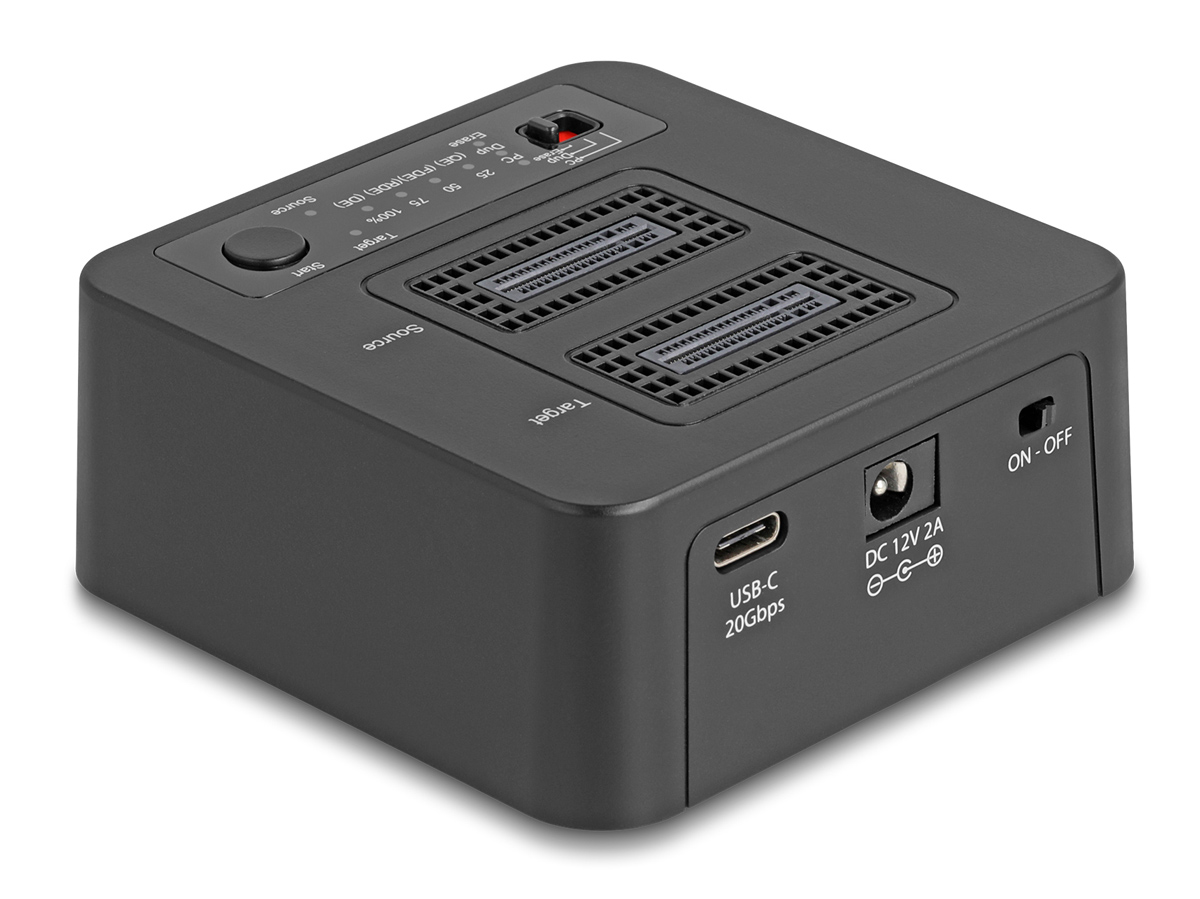 DELOCK docking station 64300 για 2x M.2 NVMe SSD, clone/erase function, 20Gbps, μαύρο
