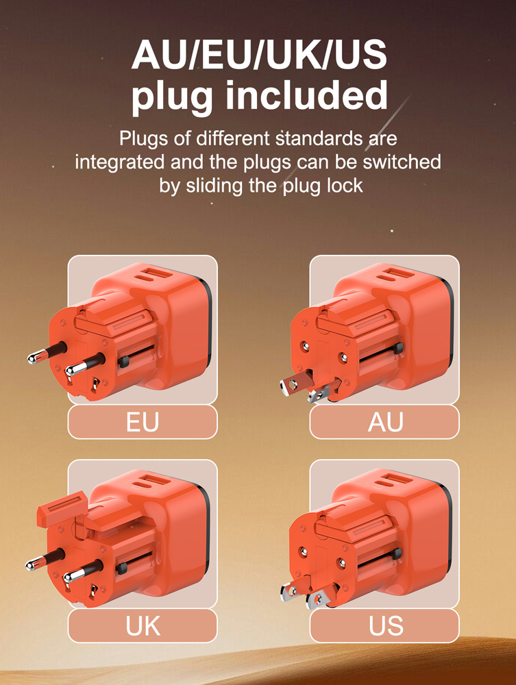 LDNIO φορτιστής τοίχου Q2420 με καλώδιο, USB/USB-C, 45W, universal πρίζα, πορτοκαλί