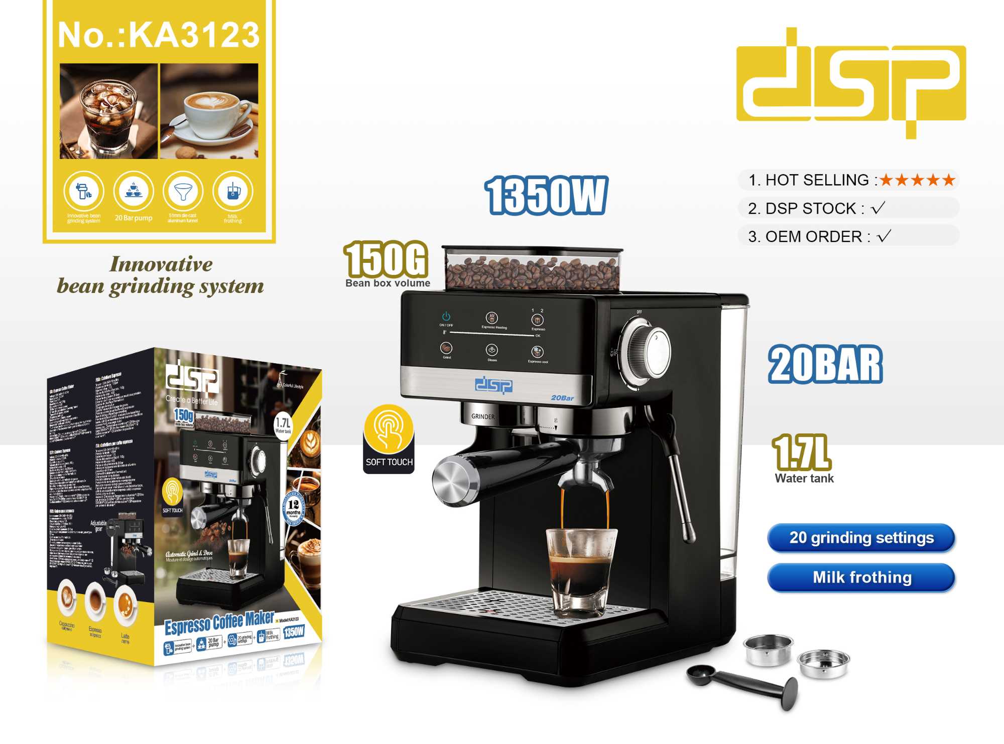 Μηχανή Espresso με μύλο – KA3123 – DSP – 617826