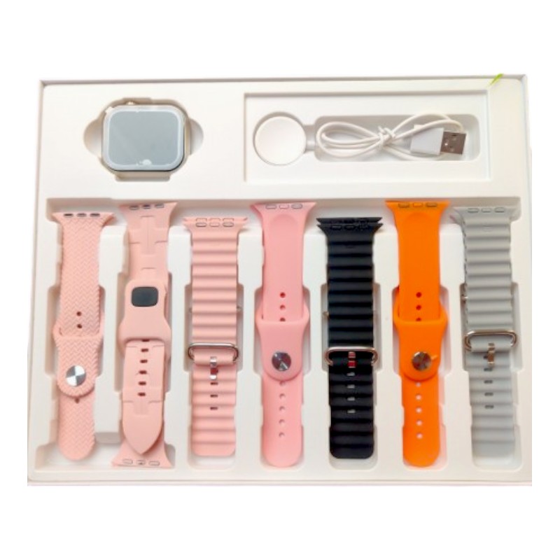 Σετ Smartwatch με 7 λουράκια – S9 Pro Max  – 812303 – Pink